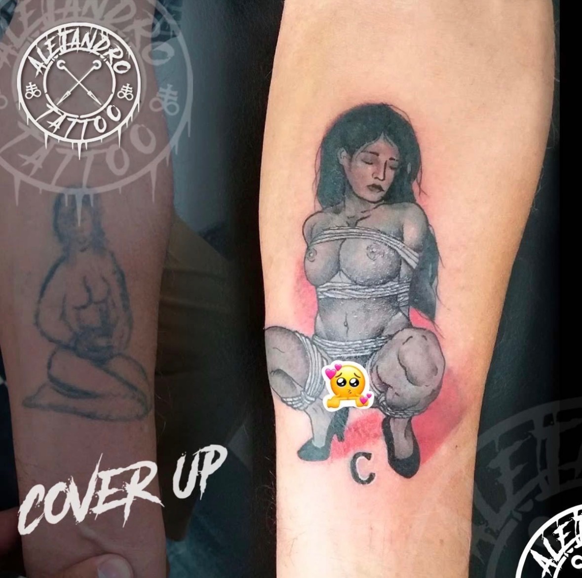 Creative cover-up tattoo transformation by Alejo at Bad Intentionz Tattoo, Bloomfield NJ
